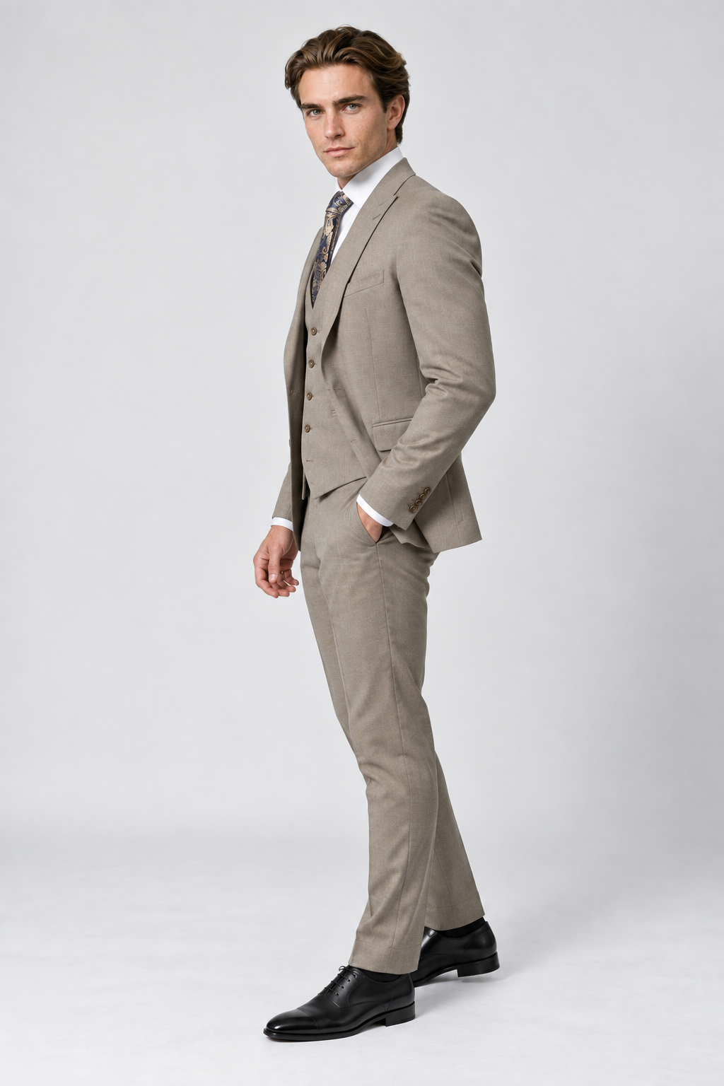 Elvio - Taupe Beige Herren Pak