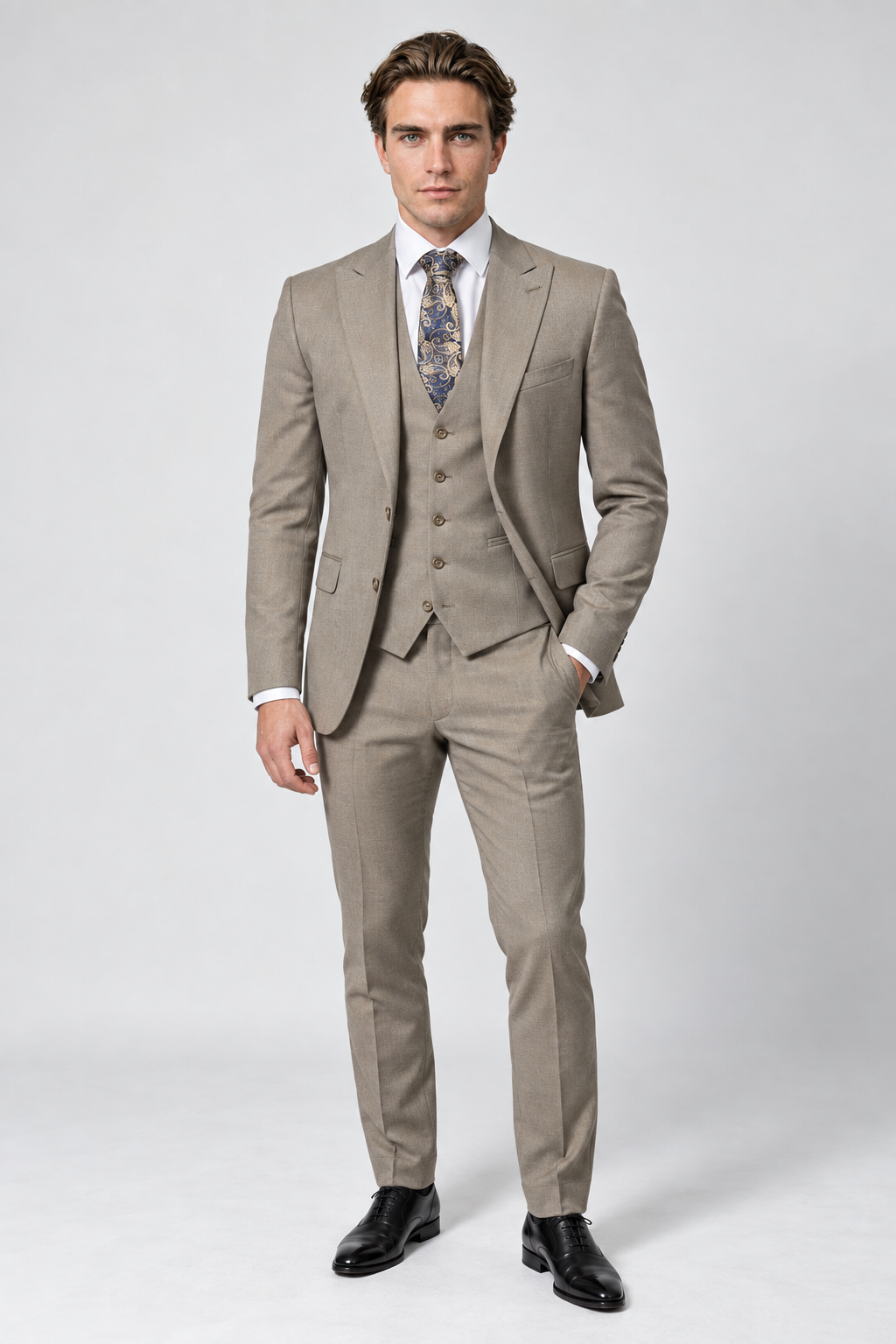 Elvio - Taupe Beige Herren Pak