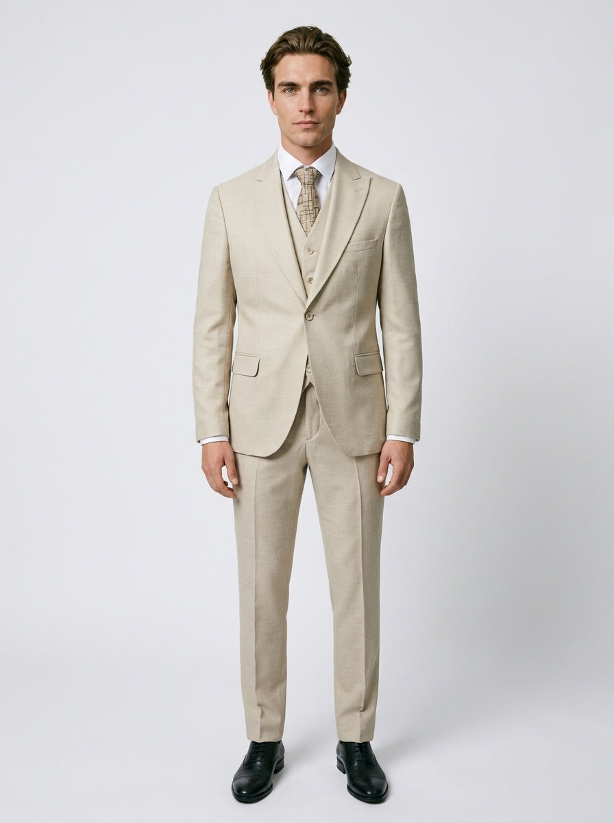 Riccardo - Beige Heren Pak